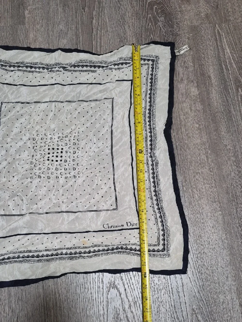 Dior Cream & Navy Polka Dot Silk Scarf